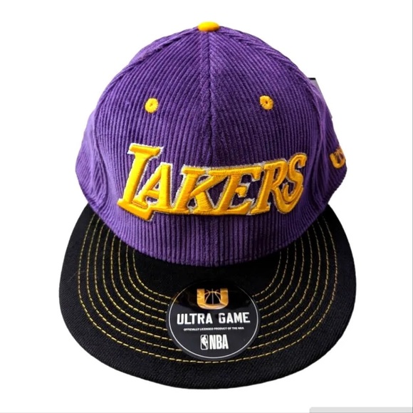 NBA LA Lakers Purple Yellow Corduroy Ultra Game Men’s Snap Back Hat - Picture 1 of 5